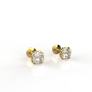 Avarta Joyería 18K Oro 75 Centavos cada Cojín Moissanite Solitaire Studs - Product Image 2