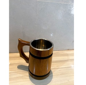 Jarra de Cerveza de Madera con Asa |   Proveedor de Tazas Rústicas para Beber - Product Image 1