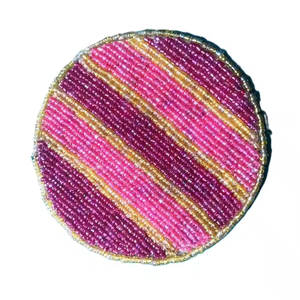 ชุดที่รองแก้วลูกปัดลายทางทำด้วยมือขนาด4นิ้วราคาดีที่สุดสำหรับรับประทานอาหารที่บ้านบาร์โรงแรมสวนตกแต่งโต๊ะงานเย็บปักถักร้อย - Product Image 5