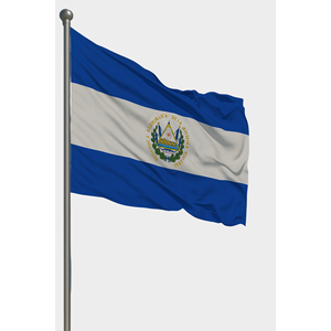Drapeau de l'El Salvador pour l'extérieur, techniques d'impression numérique, mât en aluminium durable, fabriqué en polyester, soie et plastique - Product Image 1
