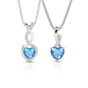 Conjunto de Collares Personalizados Jeulia con Diseño de Corazón Entrelazado para Madre e Hija, con Circonita, para Aniversario - Product Image 1
