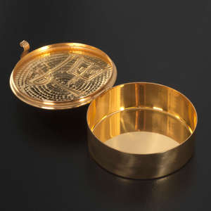 Tapa con acabado martillado, Latón chapado en oro, grabado de Pyx de comunión, artículo decorativo religioso de estilo moderno para suministros de Iglesia - Product Image 6