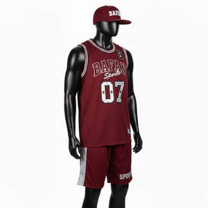 Camiseta de Baloncesto para Hombre, de Alta Calidad, 180 GSM, Tejido de Malla Transpirable, Color Granate, Sin Mangas, Paneles Laterales, Impresión de Logotipo Personalizado - Product Image 5