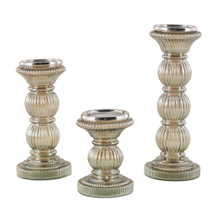 Bougeoir en verre tourné fait main gris mercure pour la décoration de la maison et le style de table - Product Image 4