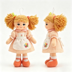 customized twin pigtail cloth <b>doll</b>, striped dress apron <b>doll</b>, fabric plush ornament, stuffed girl <b>doll</b> - Product Image 1
