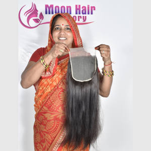 Cabello humano indio en bruto de calidad original y barato, cierre recto sin procesar, cutícula virgen alineada a precios de proveedores al por mayor - Product Image 1