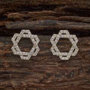 Boucles d'oreilles clous en zircon 185692 plaqué or 18 carats, forme goutte d'eau géométrique, pour fiançailles, mariage, fête ou cadeau, style religieux - Product Image 1