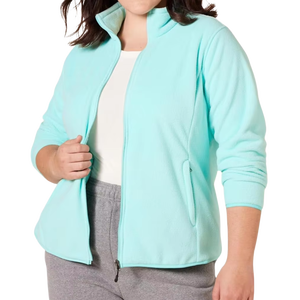 Chaqueta de forro polar Azul Aguamarina sólida de calidad superior Unisex, chaqueta de manga larga con cremallera de ajuste clásico, moda de invierno informal para hombres y mujeres - Product Image 1