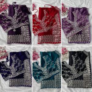 Lo último en Sari de lavanda de seda suave y deslumbrante, diseñador indio, la última blusa tradicional, ropa de fiesta exclusiva de lujo para mujer, la mayoría de la moda - Product Image 4