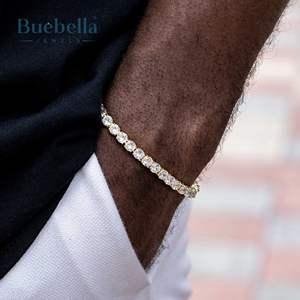 Hot Sale 5mm 18k Yellow Gold Plated 925 Sterling Silver Moissanite Tennis Bracelet for <b>Men</b> Gifts Jewelry - Product Image 1