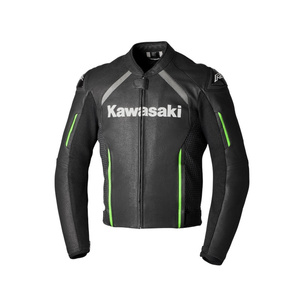 Veste en cuir officielle Kawasaki Rimini pour homme, modèle noir et vert, taille XL, coupe-vent, pour moto, course automobile, vêtements de sport - Product Image 2