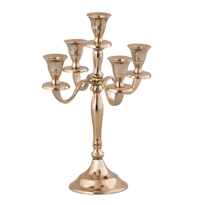 Candelabro de latón de cinco manijas de alta resistencia, candelabro de mesa de Metal, forma rectangular hecha a mano, hermoso diseño elegante - Product Image 5