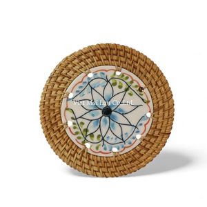 Sous-verre en rotin naturel de style bohème, fait main et écologique, fabriqué au Vietnam à partir de fibres durables, pour la table à manger à la maison - Product Image 2