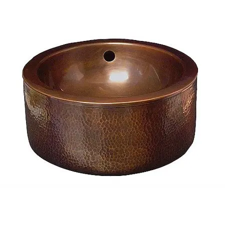 Premium Copper Bathroom Sink Round Apron Hammered Copper Antique Finished and Special Hammering