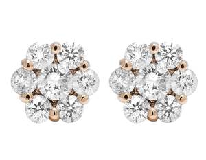 S925 Sterling Silver Beautiful Cluster Moissanite Round Diamond Flower Design Boucles d'oreilles pour les femmes - Product Image 1