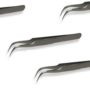 Pince à cils volume vente en gros pince à épiler professionnelle en acier inoxydable incurvée en L pointes inclinées volume d'extension de cils pince à épiler à 90 degrés - Product Image 1