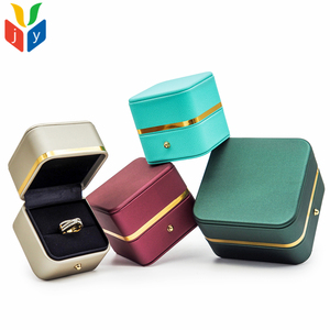 Gold Ring <strong>Box</strong> Leather <strong>Jewelry</strong> <strong>Box</strong> Velvet with Gold Trim Border for Bracelet Necklace Pendant <strong>Jewelry</strong> Sets - Product Image 4
