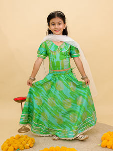 Ropa india y pakistaní de algodón puro tradicional Lahenga Choli para niñas y niños para ropa de fiesta de boda - Product Image 5