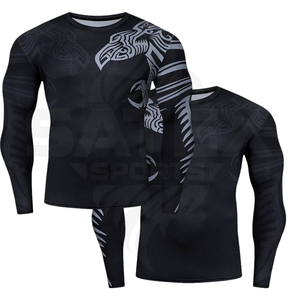 Rashguard BJJ personnalisé MMA imprimé par transfert thermique respirant anti-UV séchage rapide UPF50+ Spandex/Nylon unisexe vêtements de sport - Product Image 6