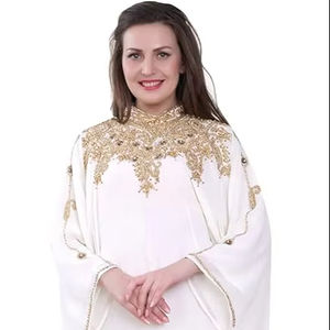 Kaftan marocain modeste de Dubaï, Abaya arabe maxi, robe de mariée longue à perles faites à la main, écologique, tenue de soirée, plage, élégante - Product Image 1