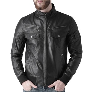 Veste en cuir véritable pour homme-Double boutonnage avec style élégant et intemporel-Veste en cuir pour homme - Product Image 2
