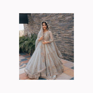 2024 boda listo diseñador nupcial Kurta indio/paquistaní XXL adornado Dabka piedra cuentas de cristal Lehenga Choli dibujado a mano - Product Image 2