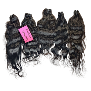 Extensions de cheveux humains indiens Remy, double trame, cuticules alignées, ondulations profondes, couleur naturelle, à clipser - Product Image 3