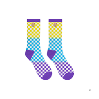 Chaussettes décontractées antidérapantes à motif damier, chaussettes amusantes en coton pour bébé, lot de 4 paires en boîte cadeau, vente en gros, emballage personnalisé, usine de chaussettes