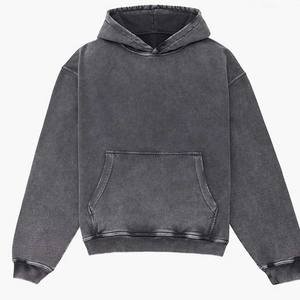 Sudadera con capucha Mens L Acid Wash Black Pullover Custom Bordado Fleece Hoodie - Product Image 1