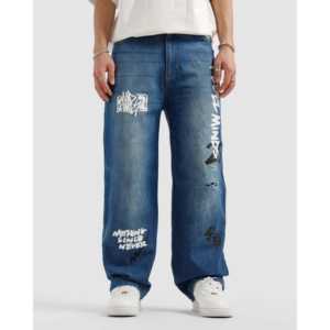 กางเกงยีนส์ทรงตรงสไตล์วินเทจ Rebel ผ้าเดนิมถักหลวมๆ ปักลายเพชร ล้างสีแบบ Stonewashed สไตล์ฮิปฮอป สำหรับฤดูหนาว สีอ่อนและสีเข้ม - Product Image 2