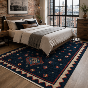Alfombra Lavable Tribal Seljuk Azul Marino Rug Weavers RW7068, Venta al por Mayor, Chenilla Lavable, 10 Tamaños - Product Image 4