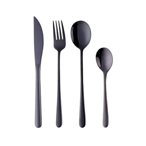 Cubiertos negros a granel restaurante moderno boda juego de cubiertos creativos cucharas tenedores cuchillos cubiertos negros de acero inoxidable - Product Image 6