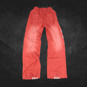 Pantalon ample en coton brut pour homme, sur mesure par le fabricant OEM, ourlet brut, jambe large, délavé au soleil, bandes latérales, molleton lourd en tissu éponge français - Product Image 3