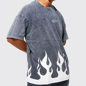 Camiseta de manga corta para hombre, camiseta de lavado ácido al por mayor, camiseta de lavado ácido OEM con logotipo personalizado de talla grande, Camiseta de algodón con lavado ácido - Product Image 5