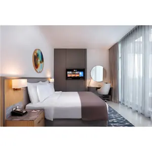 Conjuntos de mobília de quarto de hotel com cama de hospitalidade personalizada com novo design para projeto