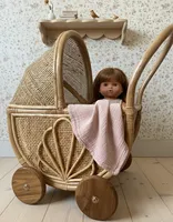 Poussette pour bébé en rotin fait main, chariot à jouets, chariot en canne naturelle, chariot pour poupées, mobilier de chambre d'enfant bohème, jeu de simulation, cadeau pour enfants