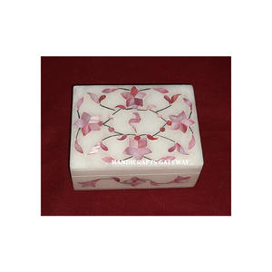 Lujoso nuevo diseño floral incrustaciones de mármol blanco madreperla mejor calidad Natural Rosa madreperla brillante joyero - Product Image 1