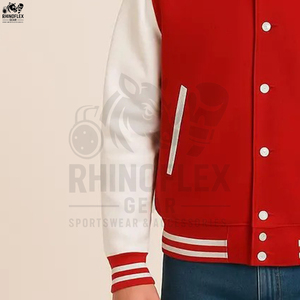 Veste universitaire sur mesure en gros pour homme, manches en cuir à boutons, respirante, tailles plus grandes - Product Image 3