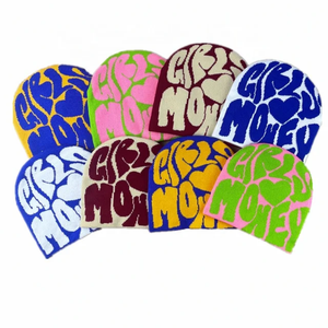 Bonnet d'hiver en tricot gothique jacquard personnalisé sans manchettes avec logo imprimé sur tout le design style voyageur-quantité minimale de commande bas - Product Image 1