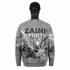 Sweat-shirts en molleton de coton premium 330 GSM gris, imprimé graphique urbain, logo personnalisé, impression DTG, doux, chaud, décontracté, basiques - Product Image 4