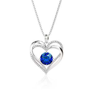 Jeulia Eternal Love Double Heart Birthstone Necklace Gold Plated <b>Chain</b> - Product Image 1
