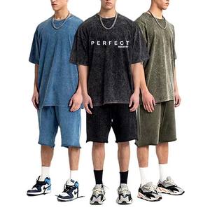 Traje de verano para hombre Traje de calle Traje con logotipo personalizado Conjunto de verano Camiseta más vendida Pantalones cortos Hombres Conjunto de dos piezas Impreso - Product Image 1