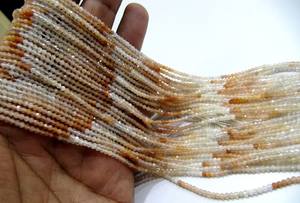 Piedra lunar de melocotón natural 2,5mm Rondelle Micro cuentas de piedras preciosas facetadas Strand 13 pulgadas de largo - Product Image 2