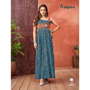 Nouvelle robe Anarkali à impression numérique de style traditionnel pour les occasions festives et les fêtes Full Inner Attached with Blooming Gown - Product Image 1