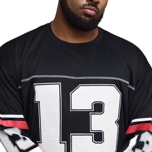 Premium Black Red Custom Long Sleeve Mens <b>Hip</b> Hop American Football Jersey Sports Uniform V Neck Breathable Oversized Training - Product Image 3