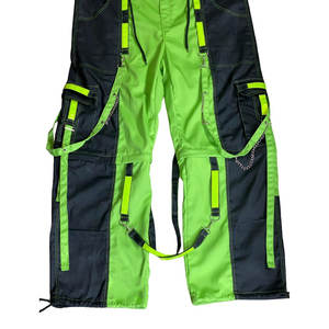 Pantalon gothique néon pour homme, vert et noir, jambes fendues, boucles, sangles, chaînes, cargo, emo 2026 - Product Image 3
