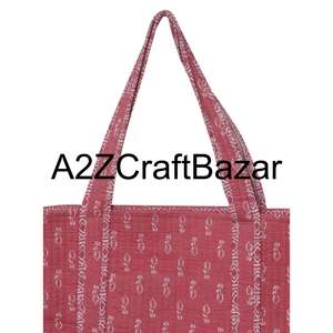 Handmade Cotton Quilted Long Handle Shoulder Tote <b>Bag</b> for Women Eco Friendly Indian Bohemian Shopping Carry Striped <b>Bags</b> - Product Image 2