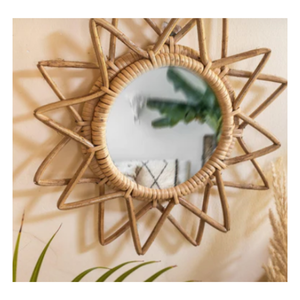 100% miroir suspendu en rotin naturel maison, miroir en verre de luxe écologique le plus vendu décor mural en rotin fabriqué à la main - Product Image 6