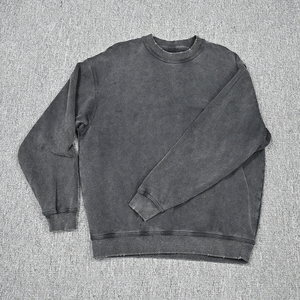 Sudadera con capucha lavada desgastada para hombre con logotipo personalizado de alta calidad, jersey de cuello redondo, sudadera con capucha de gran tamaño con hombros caídos, sudaderas básicas - Product Image 5