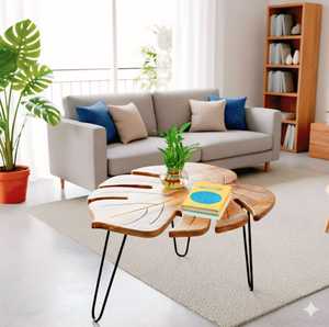 โต๊ะกาแฟไม้คุณภาพสูง สไตล์โมเดิร์นยุคกลาง ขายดี เหมาะสำหรับห้องนั่งเล่น ร้านอาหาร ใช้ได้ทุกฤดู ผลิตในอินเดีย - Product Image 1